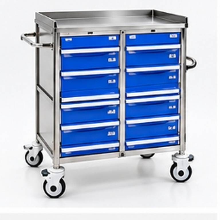 SS / MS Crash Cart Trolley 12 Drawers