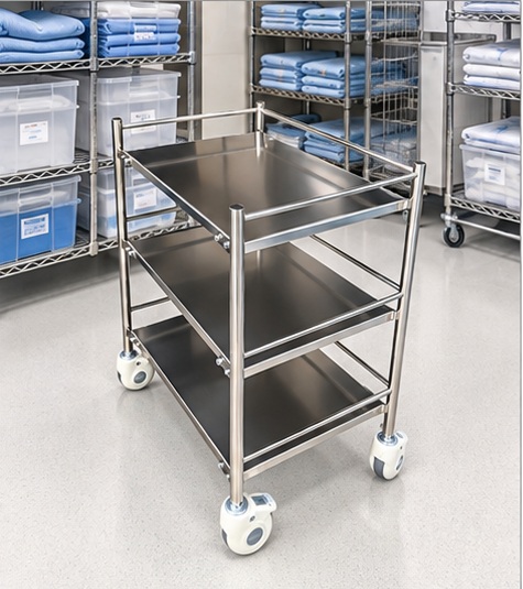 Three Shelves Instrument Trolley represented in Diagnostic Departments